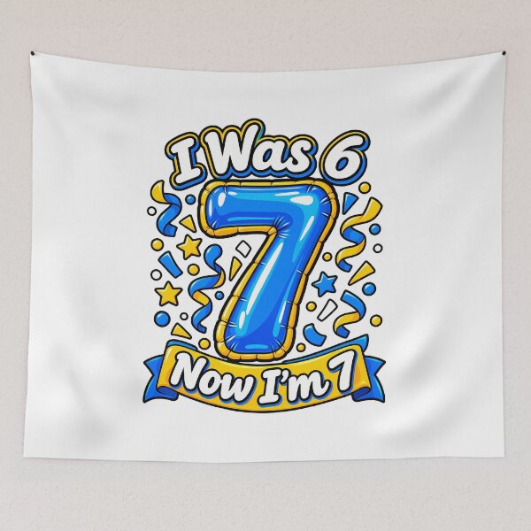 Item preview, I Was 6 Now I'm 7 Funny 7th Birthday Boy Blue Balloon Kids Party designed and sold by Photo-Sphere101.