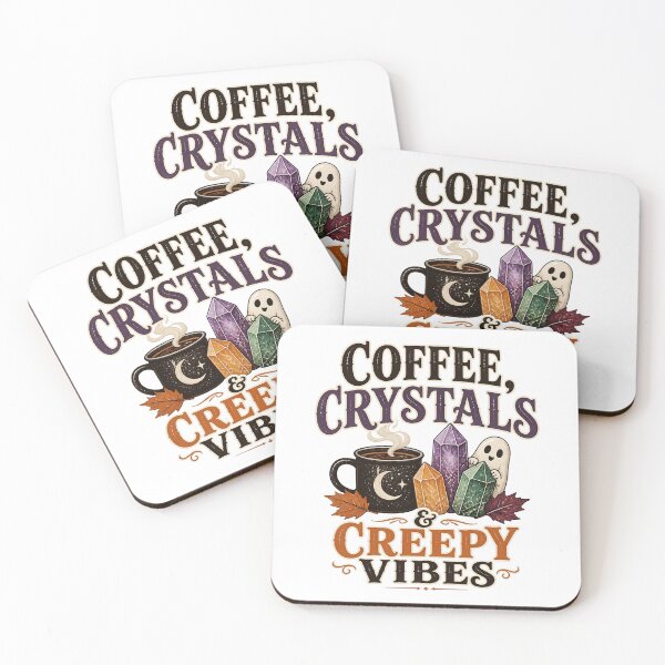 Item preview, Coffee, Crystals and Creepy Vibes – Funny Mineralogist Halloween Design designed and sold by CuteDesignables.