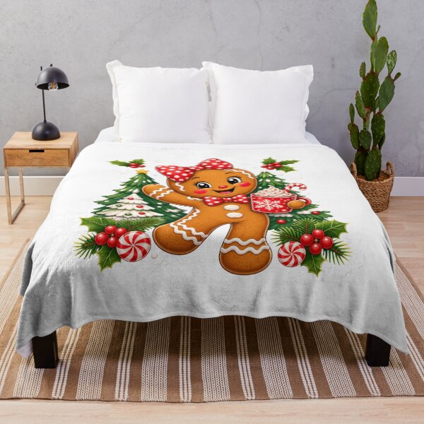 Item preview, Cute Gingerbread Woman Cookie Holding Hot Cocoa With Christmas Trees designed and sold by noctivaganta.