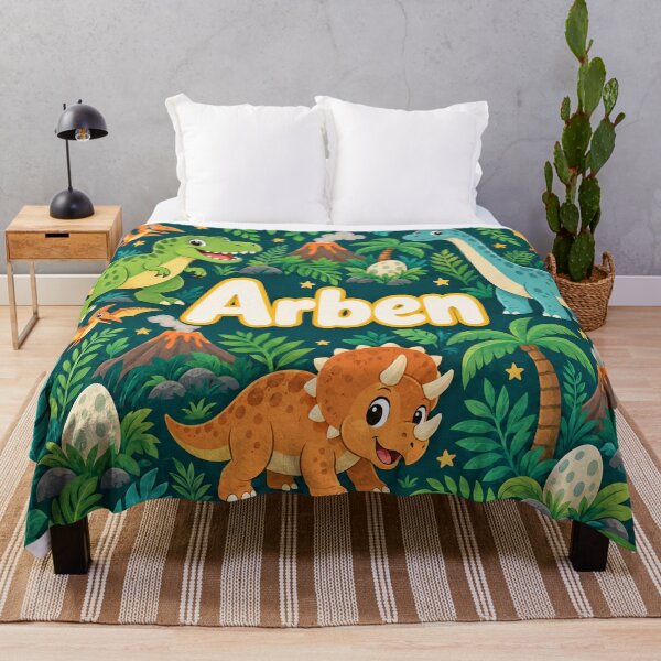 Item preview, Arben Dinosaur Blanket – Cute T-Rex, Dinosaurs & Jungle Adventure⁹ designed and sold by Cartoon art with a purpose ❤️ Supporting Althea’s friends .