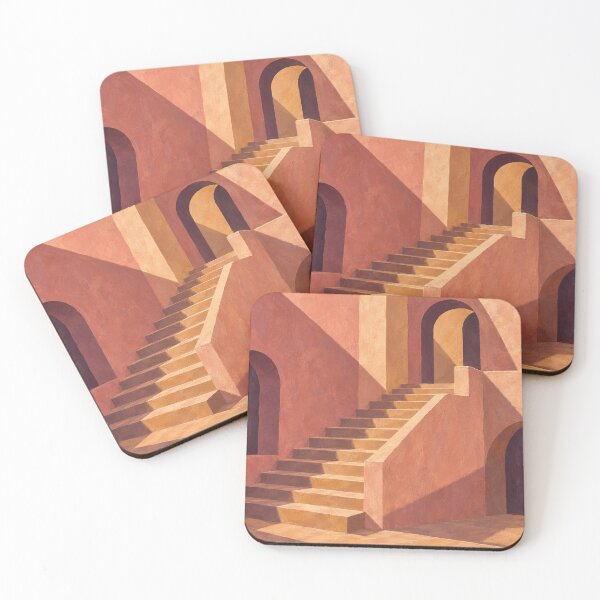 Item preview, Sunlit Mediterranean Staircase Gouache Background designed and sold by frumixart.