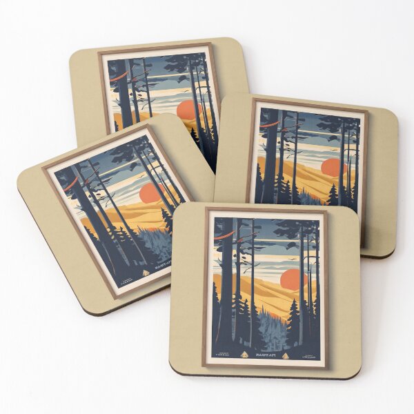 Item preview, Forest at Sunset - Vintage Travel Poster designed and sold by Hidamari's SHOP.