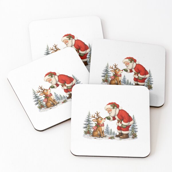Item preview, Santa Boop Reindeer Red Nose Christmas Snowy Forest Art designed and sold by noctivaganta.