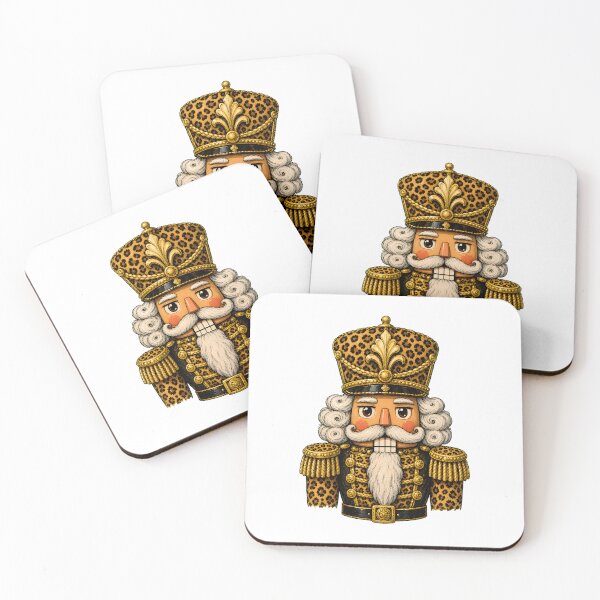Item preview, Leopard Print Nutcracker King Golden Military Uniform Holiday Art designed and sold by noctivaganta.
