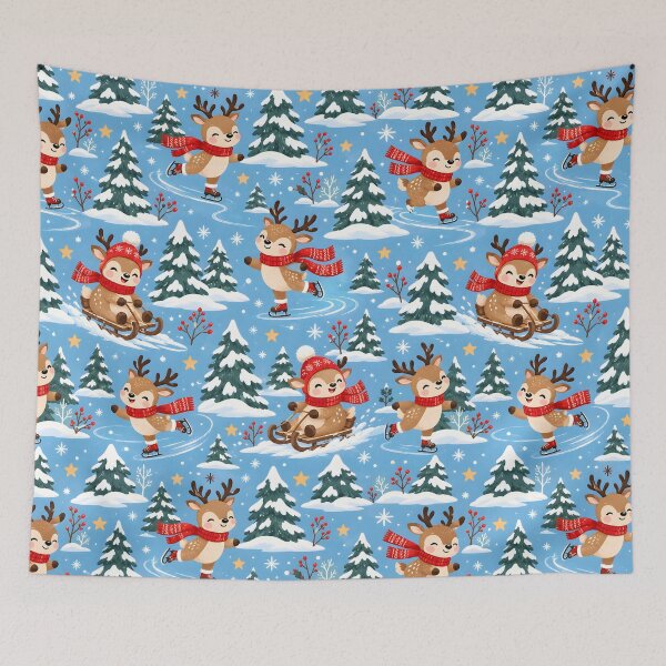 Item preview, Reindeer Skating and Sledding Christmas Pattern designed and sold by victorsuarez.
