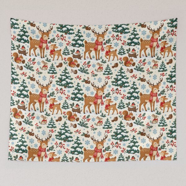 Item preview, Deer and Fawns Woodland Christmas Pattern designed and sold by victorsuarez.
