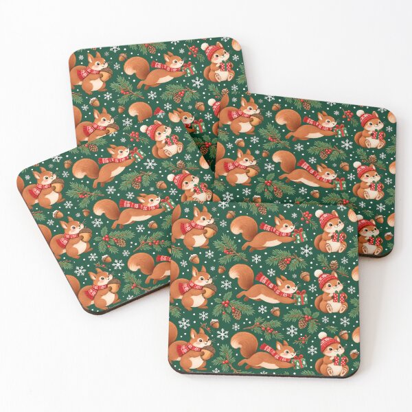 Item preview, Squirrels with Acorns and Gifts Christmas Pattern designed and sold by victorsuarez.