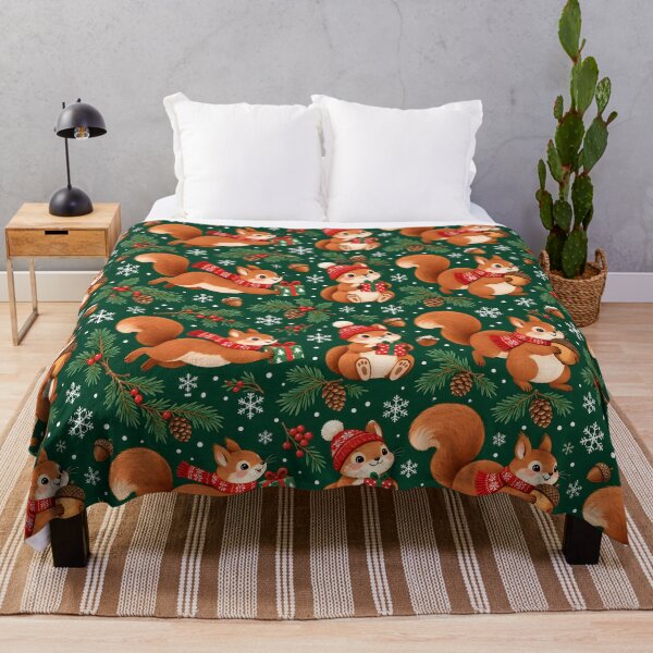 Item preview, Squirrels with Acorns and Gifts Christmas Pattern designed and sold by victorsuarez.