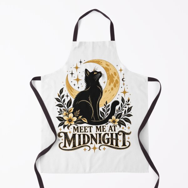 Item preview, Meet Me at Midnight – Black Cat & Golden Moon Gothic Art designed and sold by Sanika arts .