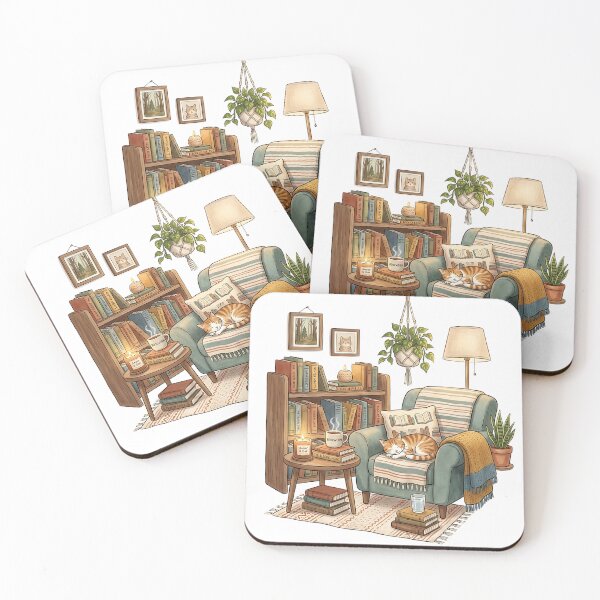 Item preview, Cozy Reading Nook with Sleeping Ginger Cat designed and sold by Michaelragheb.