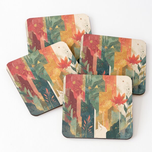 Item preview, Abstract Christmas Botanical Bands in Red and Green designed and sold by solynneart.