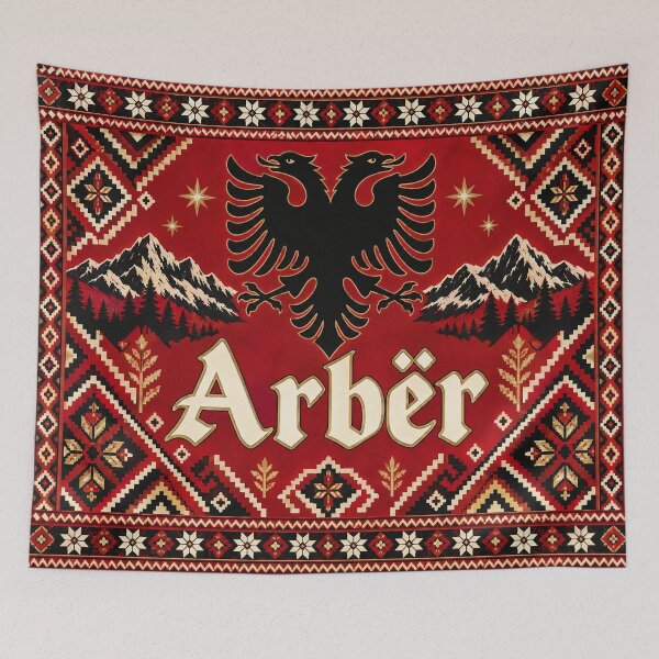 Item preview, Albanian Heritage Art with Arbër – Double-Headed Eagle & Folk Motifs designed and sold by Cartoon art with a purpose ❤️ Supporting Althea’s friends .