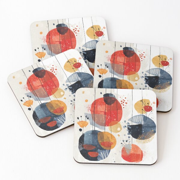 Item preview, Abstract Christmas Baubles in Red, Navy and Mustard designed and sold by solynneart.
