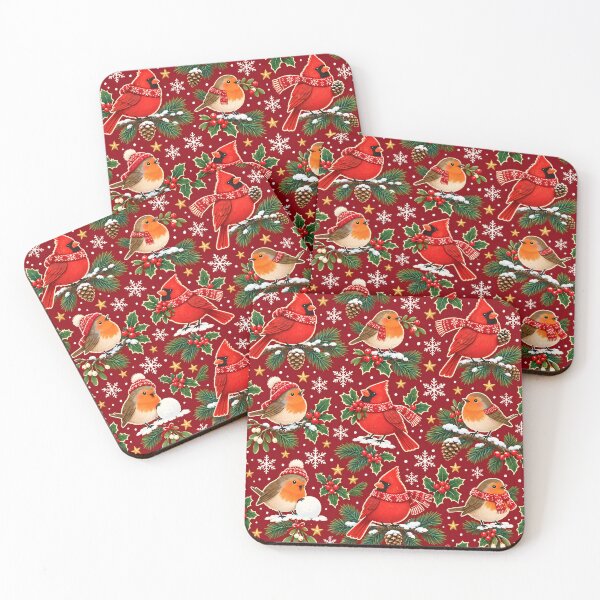 Item preview, Cardinals and Robins on Holly Christmas Pattern designed and sold by victorsuarez.