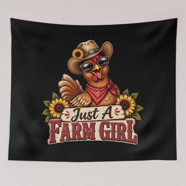Item preview, Just A Farm Girl Funny Chicken Cowboy Hat Sunflower Country Women designed and sold by Photo-Sphere101.
