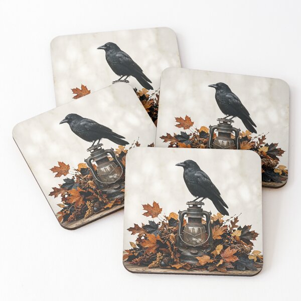 Item preview, Gothic Raven Perched on Vintage Lantern Autumn Foliage designed and sold by Michaelragheb.
