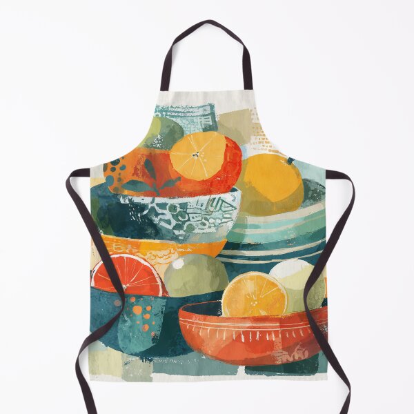 Item preview, Citrus Fruit Bowls Still Life in Orange and Teal designed and sold by solynneart.