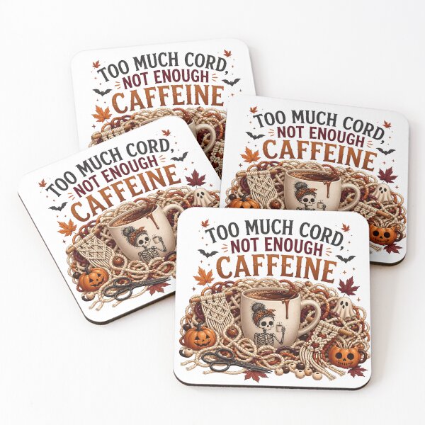 Item preview, Too Much Cord, Not Enough Caffeine – Funny Macramé Coffee Lover Gift designed and sold by CuteDesignables.