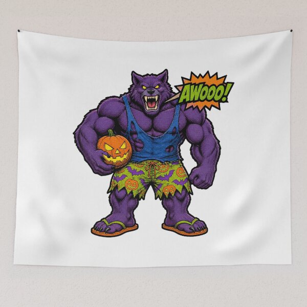Item preview, Awooo Werewolf Brute Comic Villain Aussie Halloween Sticker designed and sold by DTSA.