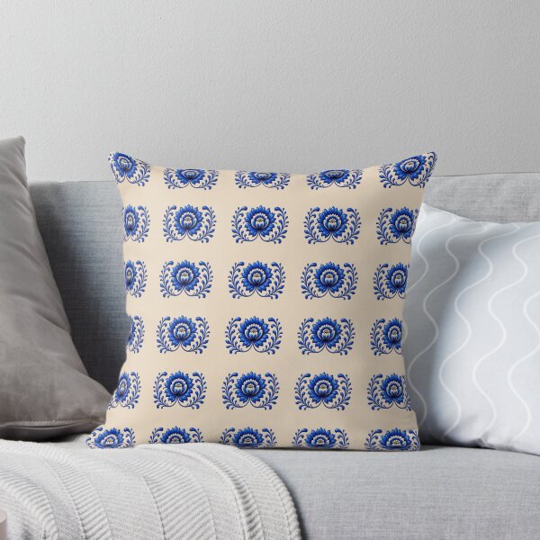 Item preview, Traditional Gzhel Blue Floral Crest Luxury Cobalt Blue Porcelain Pattern designed and sold by Breezes-of-Ida.