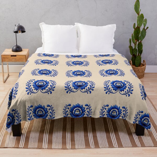 Item preview, Traditional Gzhel Blue Floral Crest Luxury Cobalt Blue Porcelain Pattern designed and sold by Breezes-of-Ida.