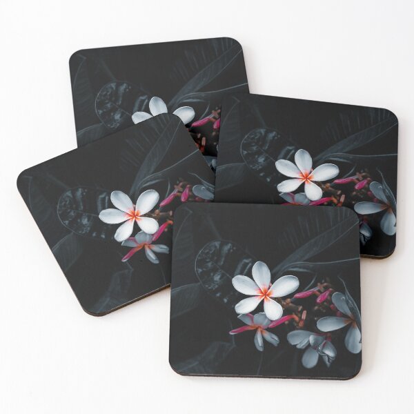 Item preview, White Plumeria Bloom - Dark Botanical Frangipani Floral Art designed and sold by FramesofMind.