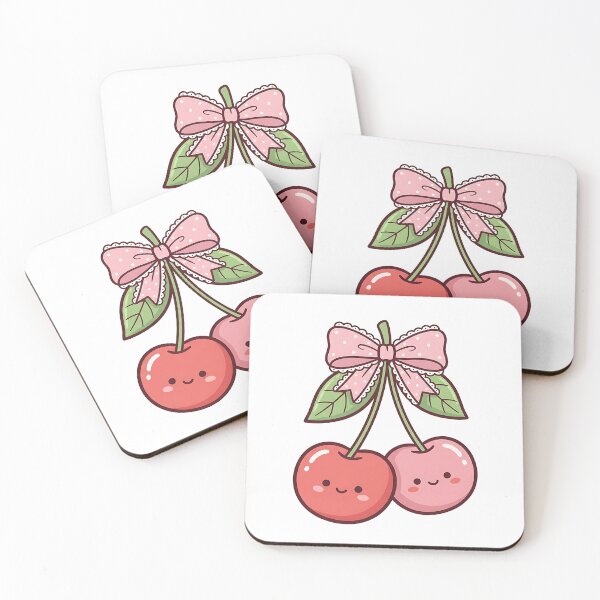 Item preview, Sweet Kawaii Cherries with Coquette Pink Bow designed and sold by Michaelragheb.