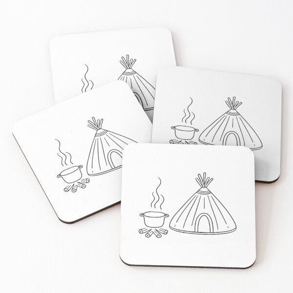 Item preview, A yurt near a kettle releasing steam over the flames designed and sold by rasagamastore.