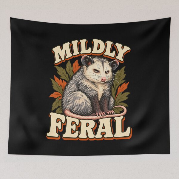 Item preview, Mildly Feral Funny Opossum Possum Animal Nature Retro Sarcastic Humor designed and sold by Photo-Sphere101.