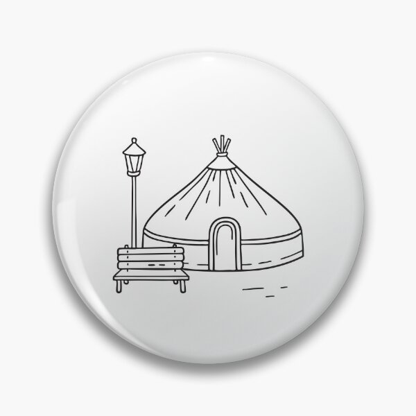Item preview, A yurt near a wooden bench with a lantern beside it designed and sold by rasagamastore.