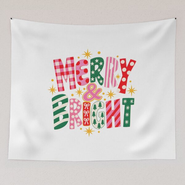 Item preview, Merry And Bright Colorful Retro Christmas Typography designed and sold by Luminatelier.