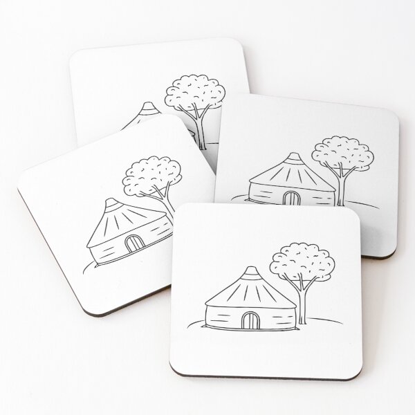 Item preview, A yurt placed near a tree casting long shadows designed and sold by rasagamastore.
