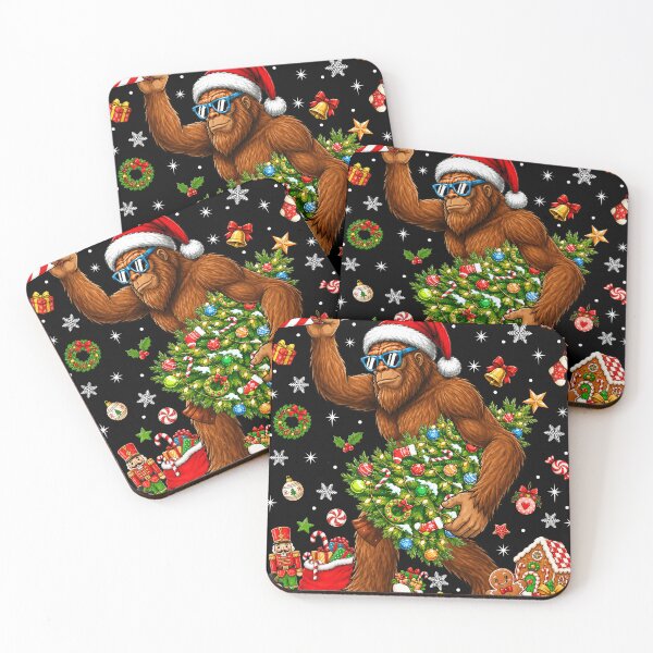 Item preview, Funny Bigfoot Carrying Christmas Tree Santa Sasquatch designed and sold by varin-studio.
