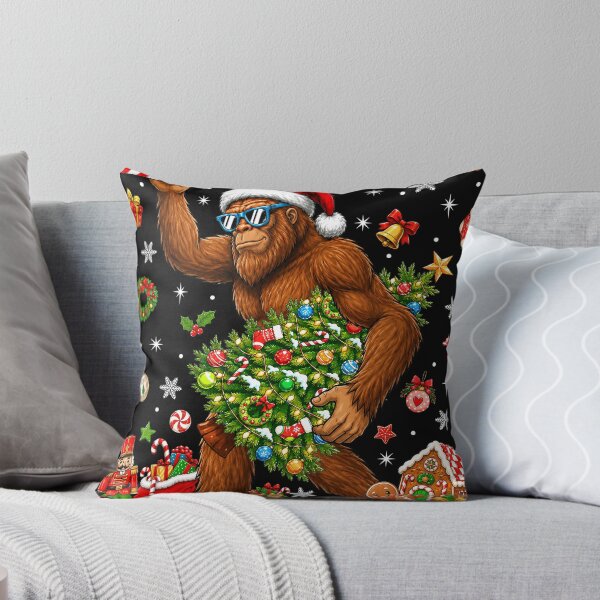 Item preview, Funny Bigfoot Carrying Christmas Tree Santa Sasquatch designed and sold by varin-studio.