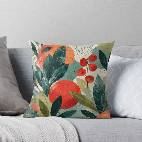 Item preview, Modern Holly Leaves and Red Berries in Teal and Olive designed and sold by solynneart.