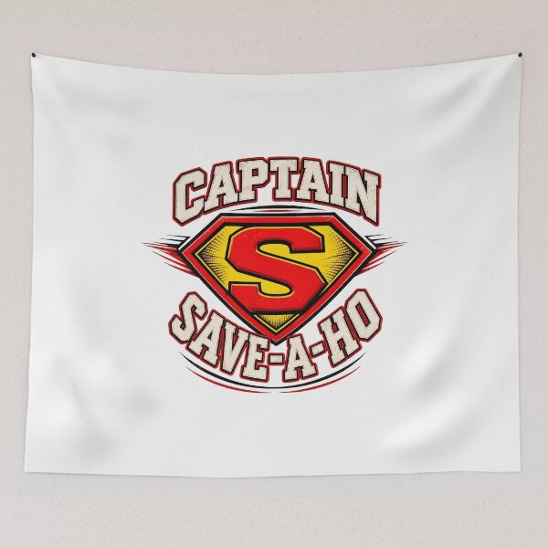 Item preview, Captain Save A Ho Funny Superhero Parody Retro Shield designed and sold by Luminatelier.