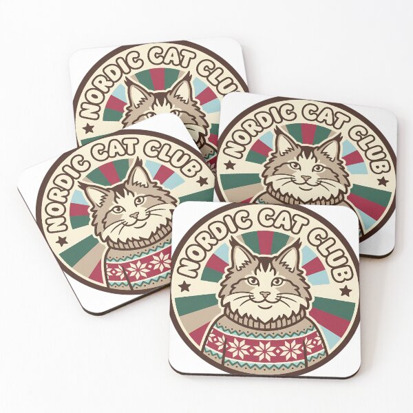 Item preview, Retro Norwegian Forest Cat Nordic Sweater Christmas Cat Badge designed and sold by pumsquare.