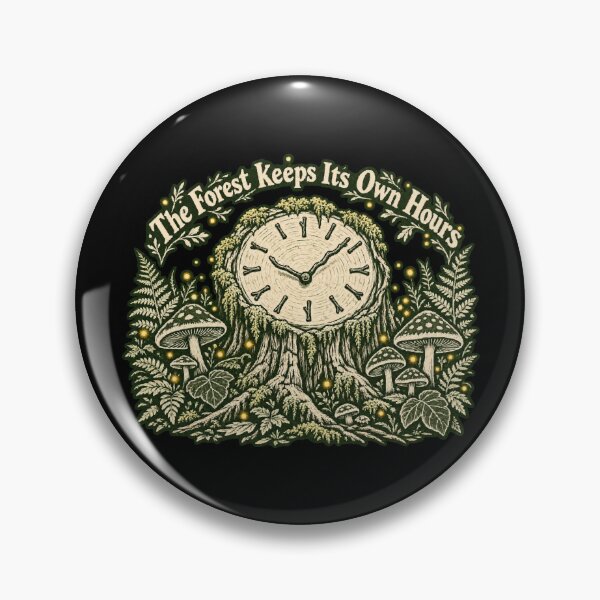 Item preview, The Forest Keeps Its Own Hours Woodland Clock Linocut designed and sold by ThreadQuirk.