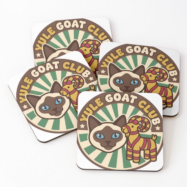 Item preview, Retro Siamese Cat Yule Goat Christmas Cat Badge designed and sold by pumsquare.