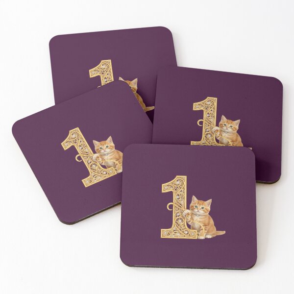 Item preview, Golden Ornamental Number with Cute Kitten designed and sold by Mattigiov.