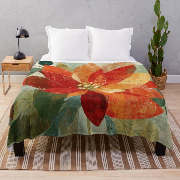 Item preview, Modern Poinsettia Flower in Red, Orange and Sage designed and sold by solynneart.