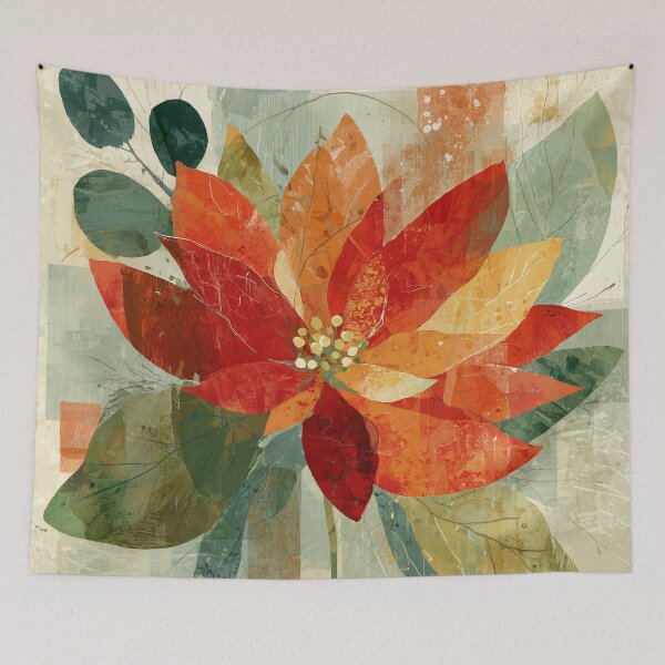 Item preview, Modern Poinsettia Flower in Red, Orange and Sage designed and sold by solynneart.