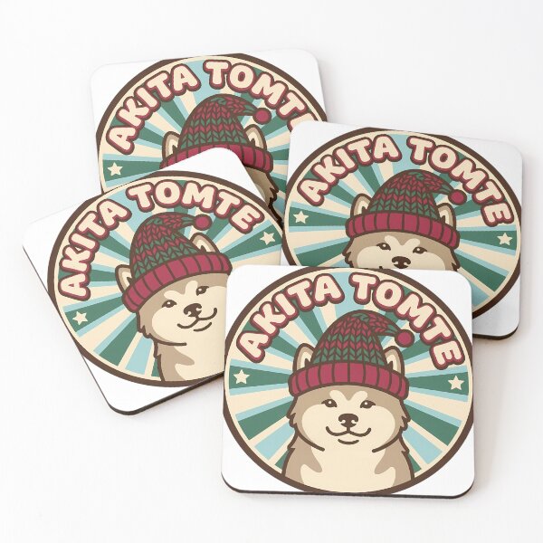 Item preview, Retro Akita Tomte Hat Christmas Dog Badge designed and sold by pumsquare.