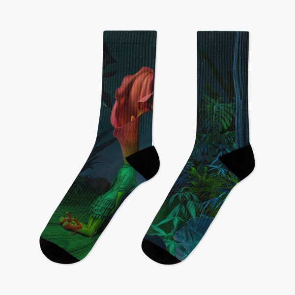 Item preview, Surreal Couple with Calla Lily Flower Heads in Night Tropical Garden designed and sold by Vizerskaya.