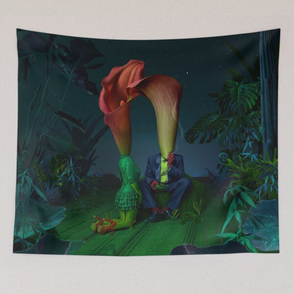 Item preview, Surreal Couple with Calla Lily Flower Heads in Night Tropical Garden designed and sold by Vizerskaya.