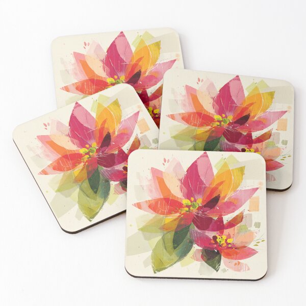 Item preview, Abstract Poinsettia in Magenta, Coral and Lime designed and sold by solynneart.