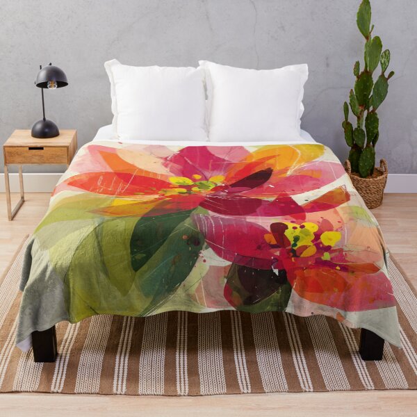 Item preview, Abstract Poinsettia in Magenta, Coral and Lime designed and sold by solynneart.