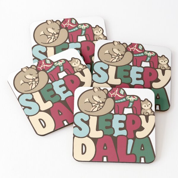 Item preview, Retro Dormouse Dala Horse Christmas Woodland Poster designed and sold by pumsquare.