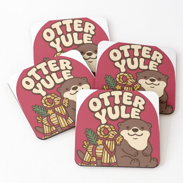 Item preview, Retro River Otter Yule Goat Christmas Woodland Scene designed and sold by pumsquare.