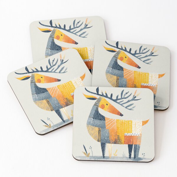 Item preview, Cute Patchwork Reindeer in Ochre and Slate Blue designed and sold by solynneart.